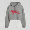 Red Logo Grey Cropped Hoddie